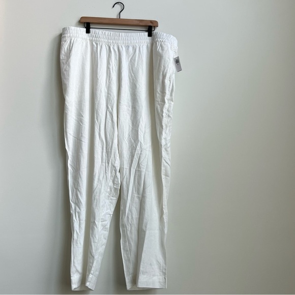 New Old Navy High Rise Linen Blend Straight Pants Comfort XXL TALL White Beach - Picture 5 of 14